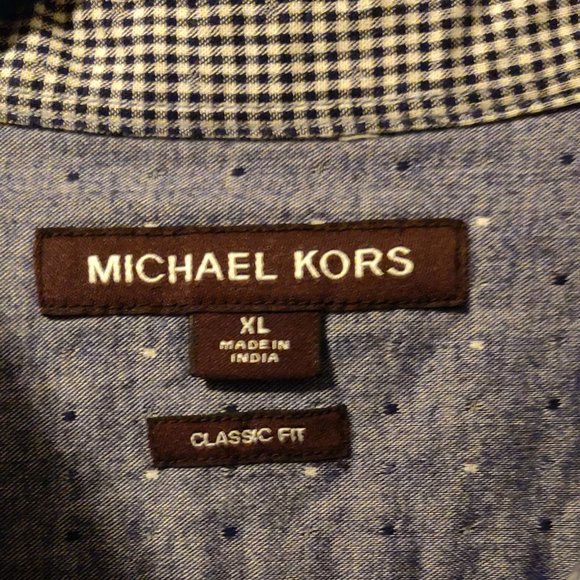 Michael Kors Classic Fit Chambray Dots Checked Contrast Lining MEN'S SIZ… - Picture 6 of 8